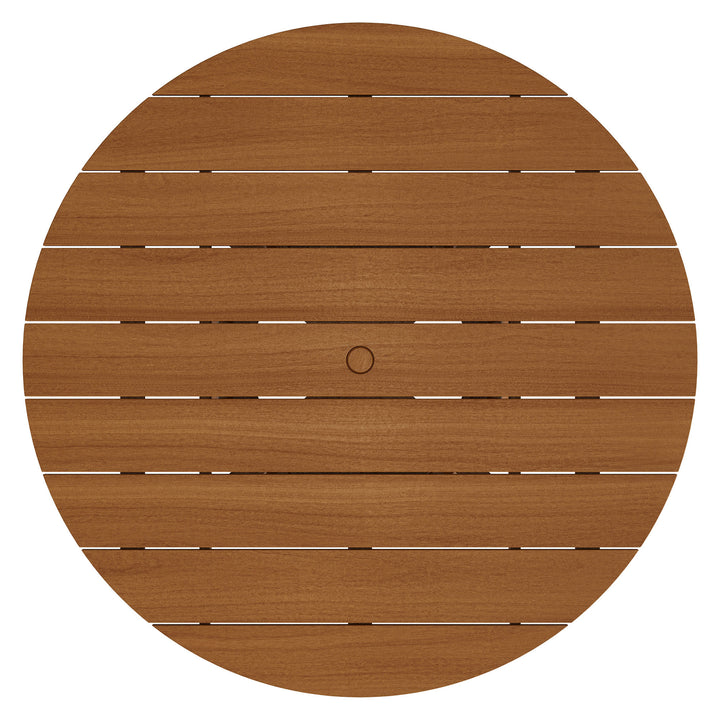 Lane 55 Inch Round Outdoor Patio Teak Wood Dining Table in Natural