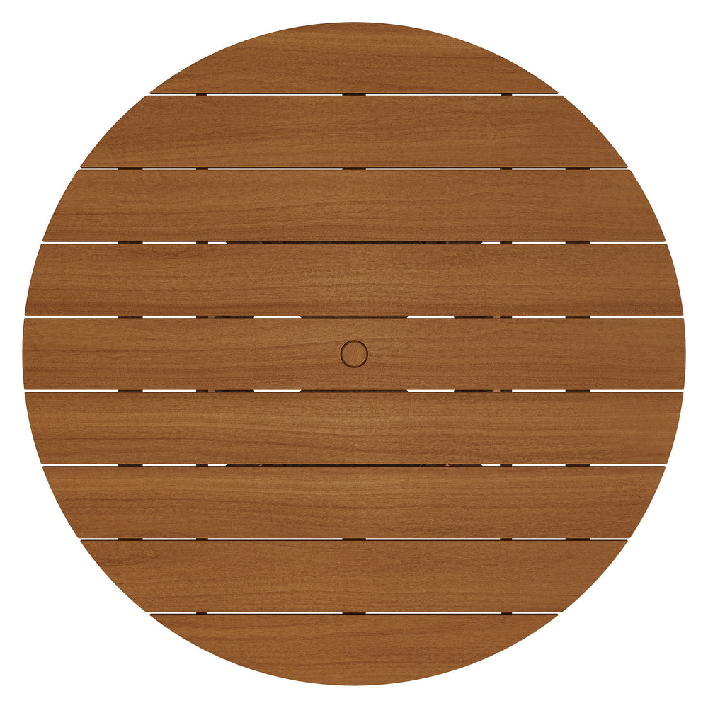 Lane 55 Inch Round Outdoor Patio Teak Wood Dining Table in Natural