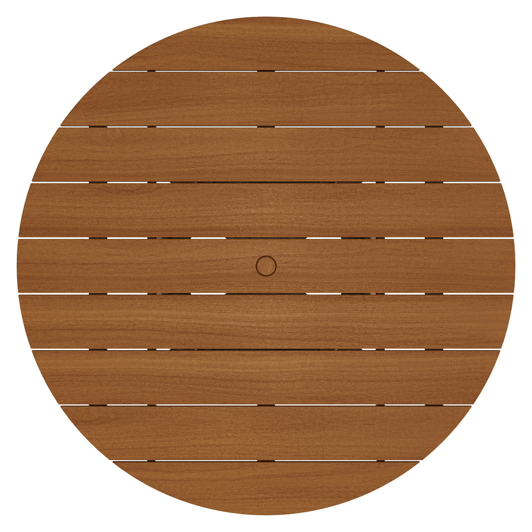 Lane 55 Inch Round Outdoor Patio Teak Wood Dining Table in Natural