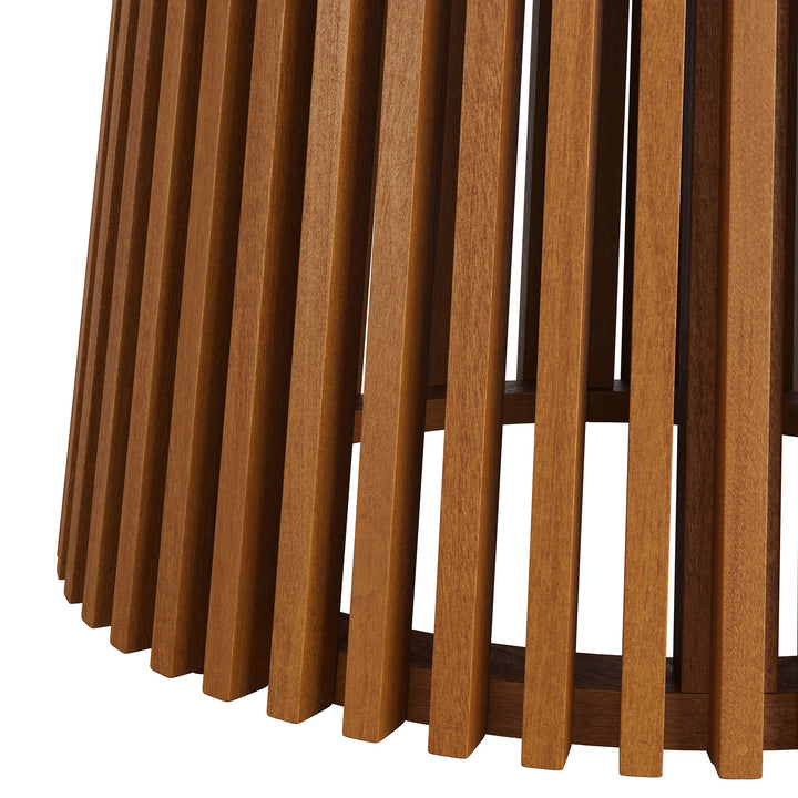 Lane 55 Inch Round Outdoor Patio Teak Wood Dining Table in Natural