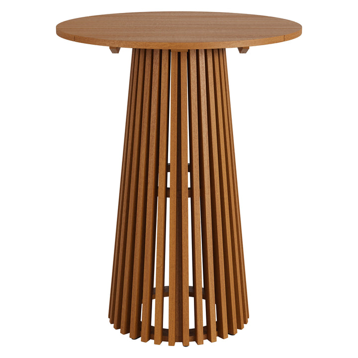 Lane 31 Inch Round Outdoor Patio Teak Wood Bar Table in Natural