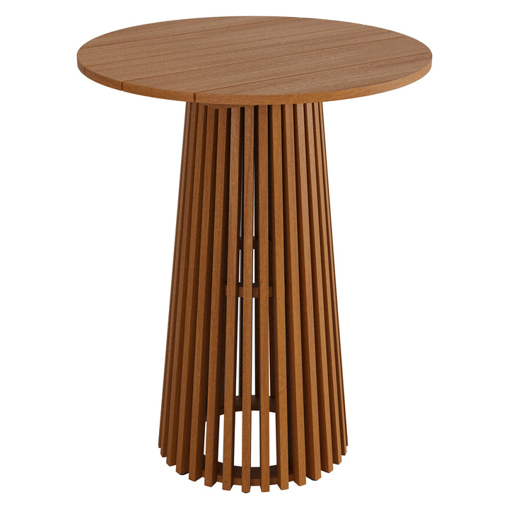 Lane 31 Inch Round Outdoor Patio Teak Wood Bar Table in Natural