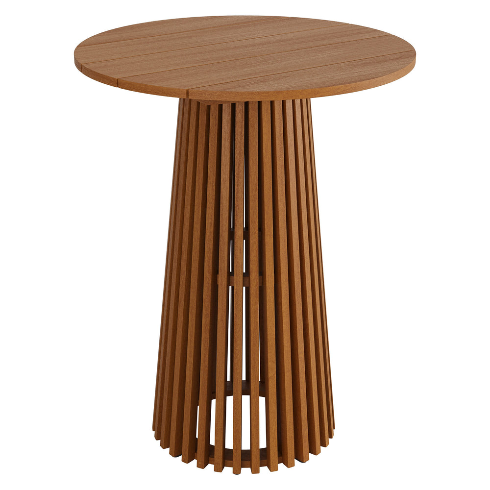 Lane 31 Inch Round Outdoor Patio Teak Wood Bar Table in Natural