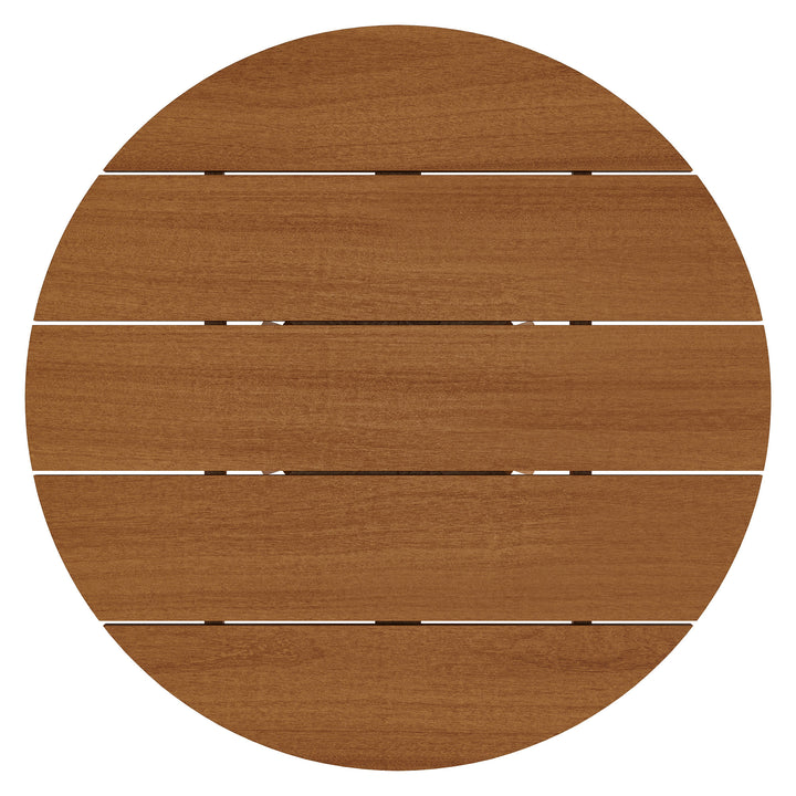 Lane 31 Inch Round Outdoor Patio Teak Wood Bar Table in Natural