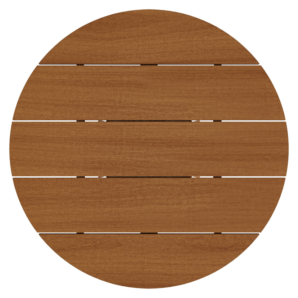 Lane 31 Inch Round Outdoor Patio Teak Wood Bar Table in Natural
