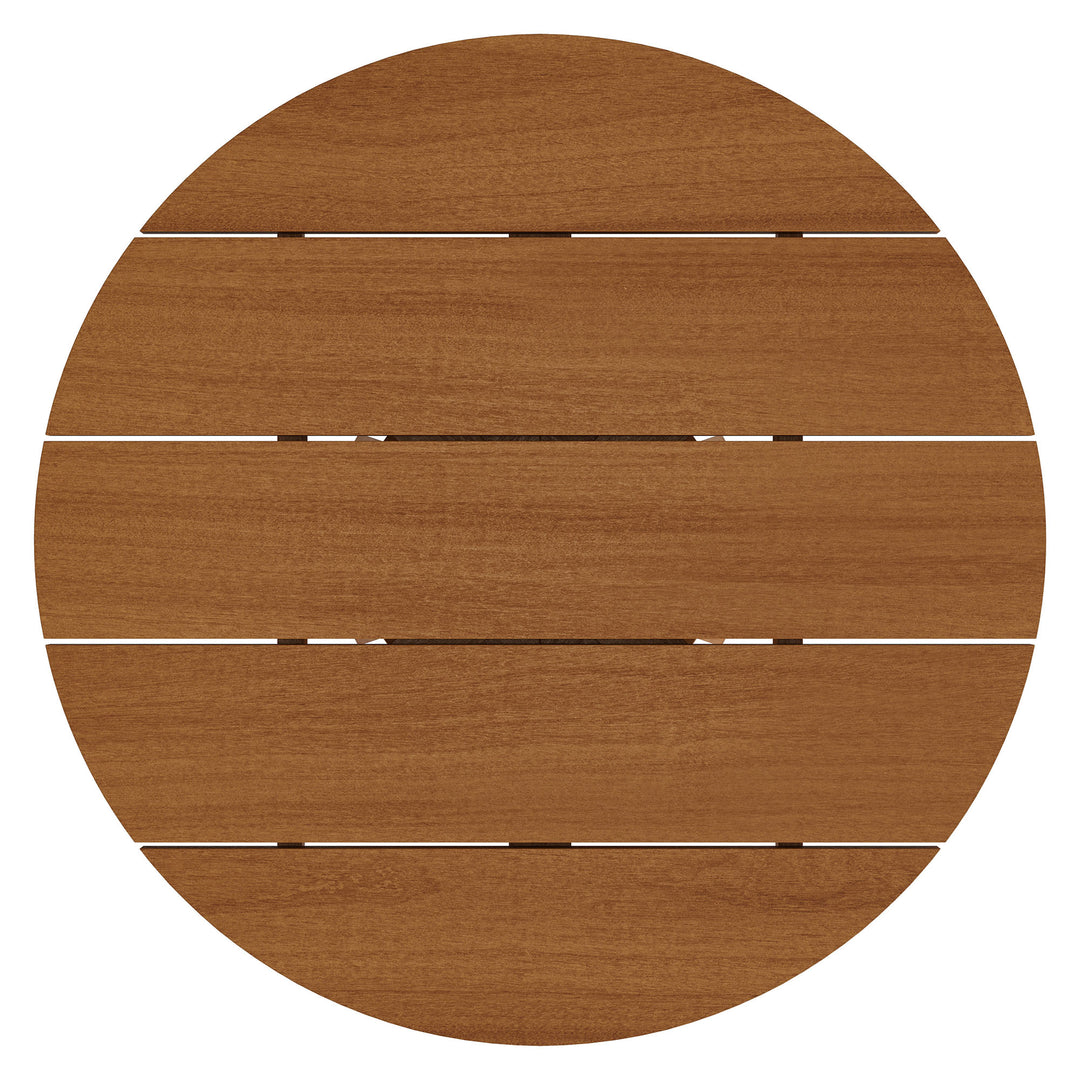 Lane 31 Inch Round Outdoor Patio Teak Wood Bar Table in Natural