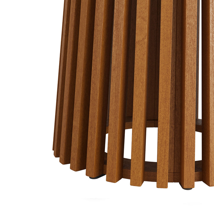 Lane 31 Inch Round Outdoor Patio Teak Wood Bar Table in Natural