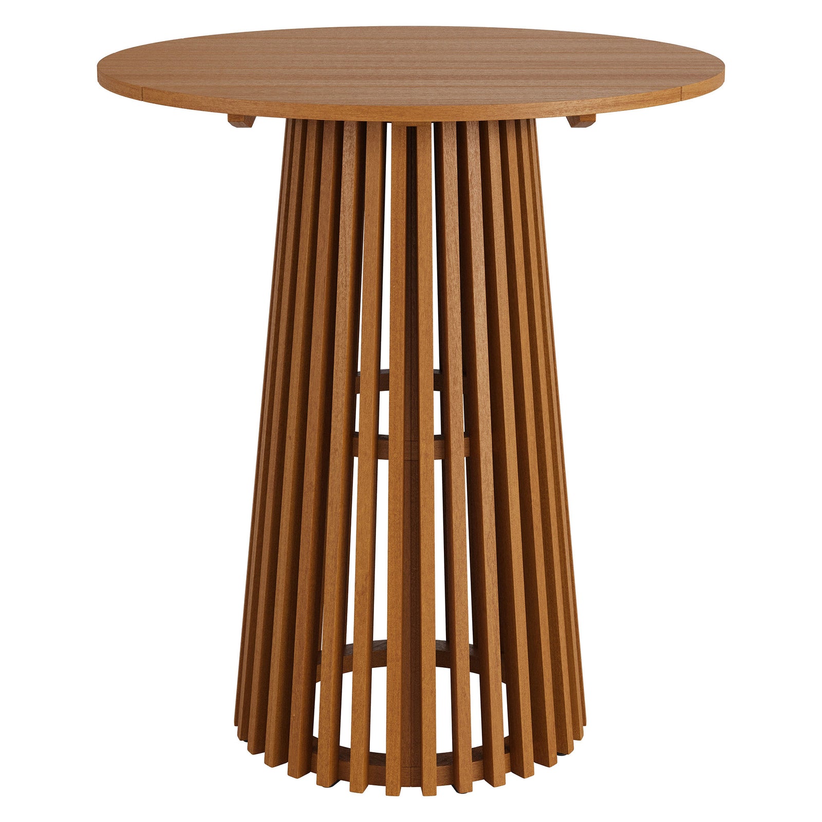 Lane 35 Inch Round Outdoor Patio Teak Wood Bar Table in Natural