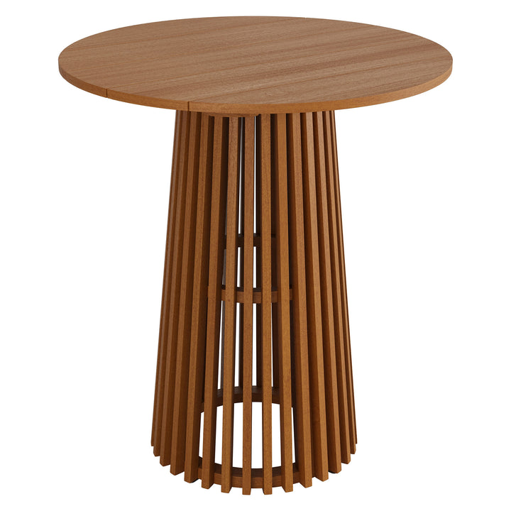 Lane 35 Inch Round Outdoor Patio Teak Wood Bar Table in Natural