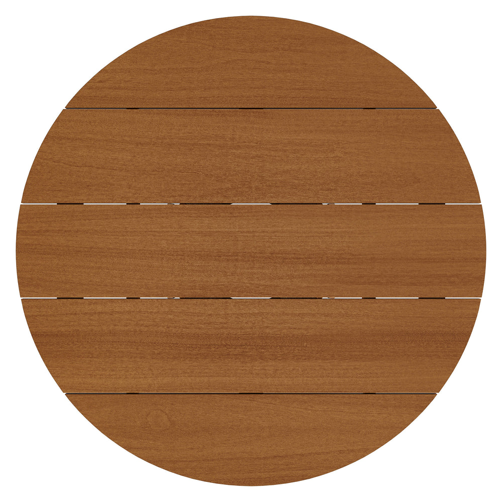 Lane 35 Inch Round Outdoor Patio Teak Wood Bar Table in Natural