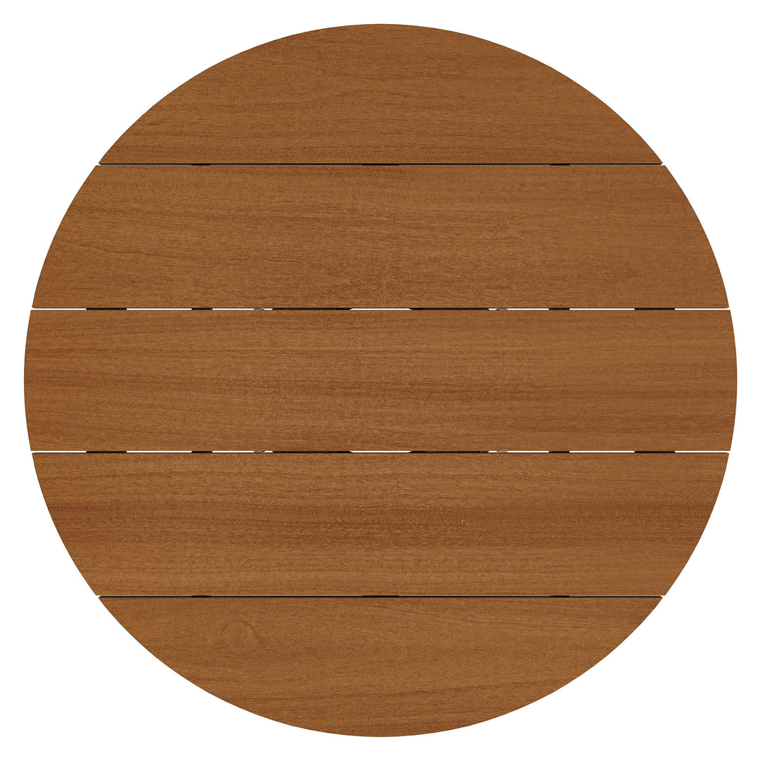 Lane 35 Inch Round Outdoor Patio Teak Wood Bar Table in Natural