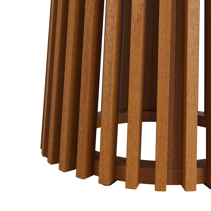 Lane 35 Inch Round Outdoor Patio Teak Wood Bar Table in Natural