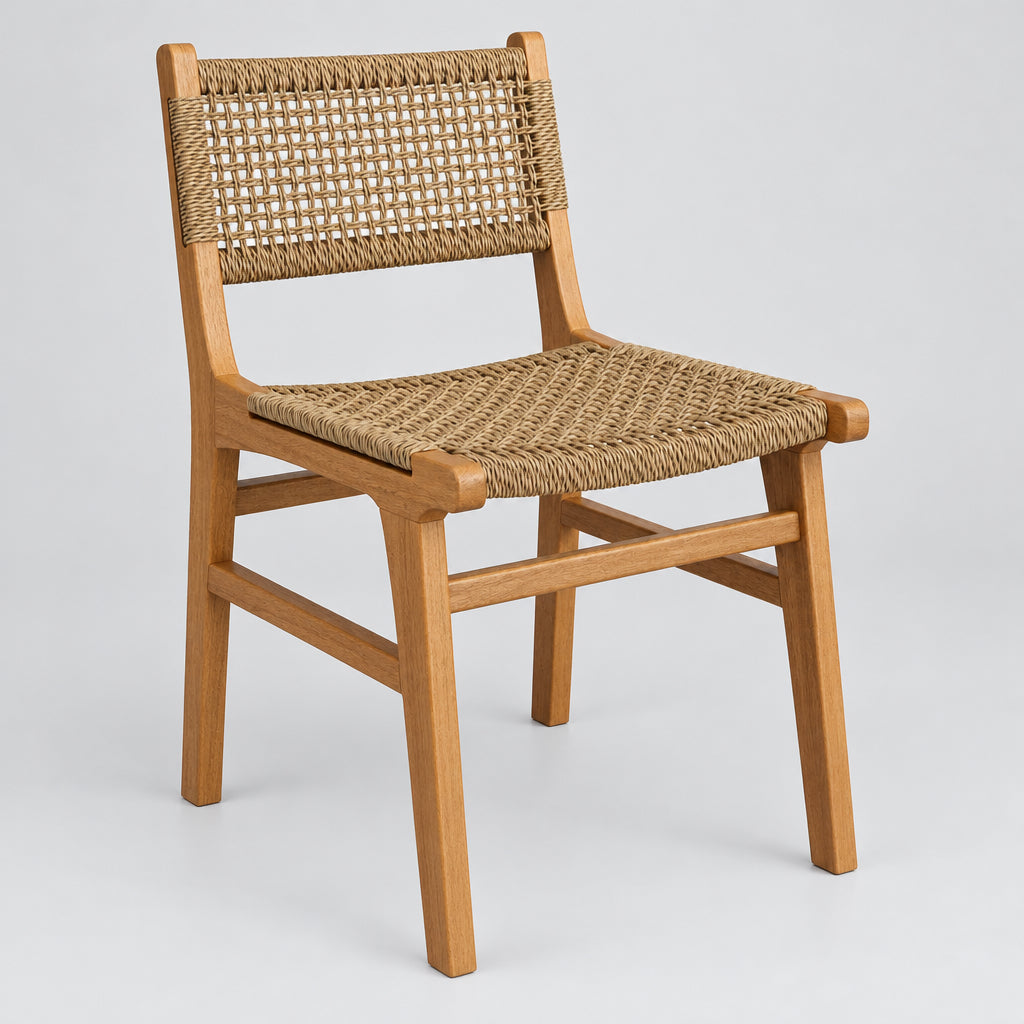 Rowe Outdoor Patio Teak Wood Dining Chair in Natural