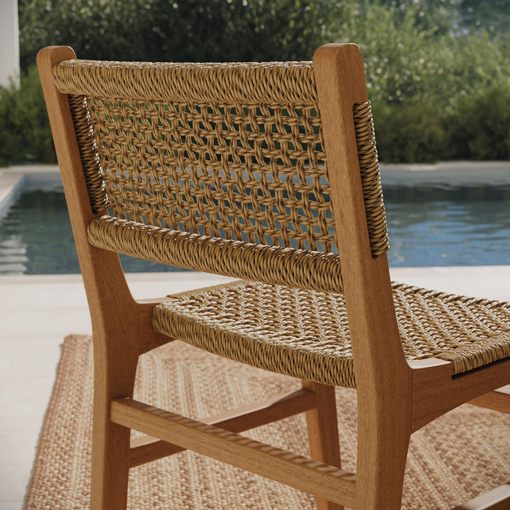 Rowe Outdoor Patio Teak Wood Dining Chair in Natural
