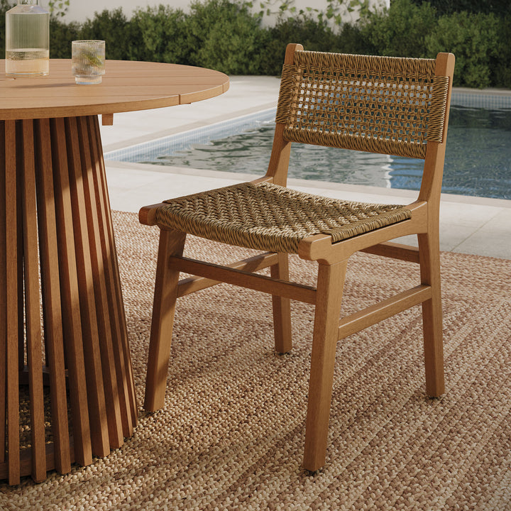 Rowe Outdoor Patio Teak Wood Dining Chair in Natural