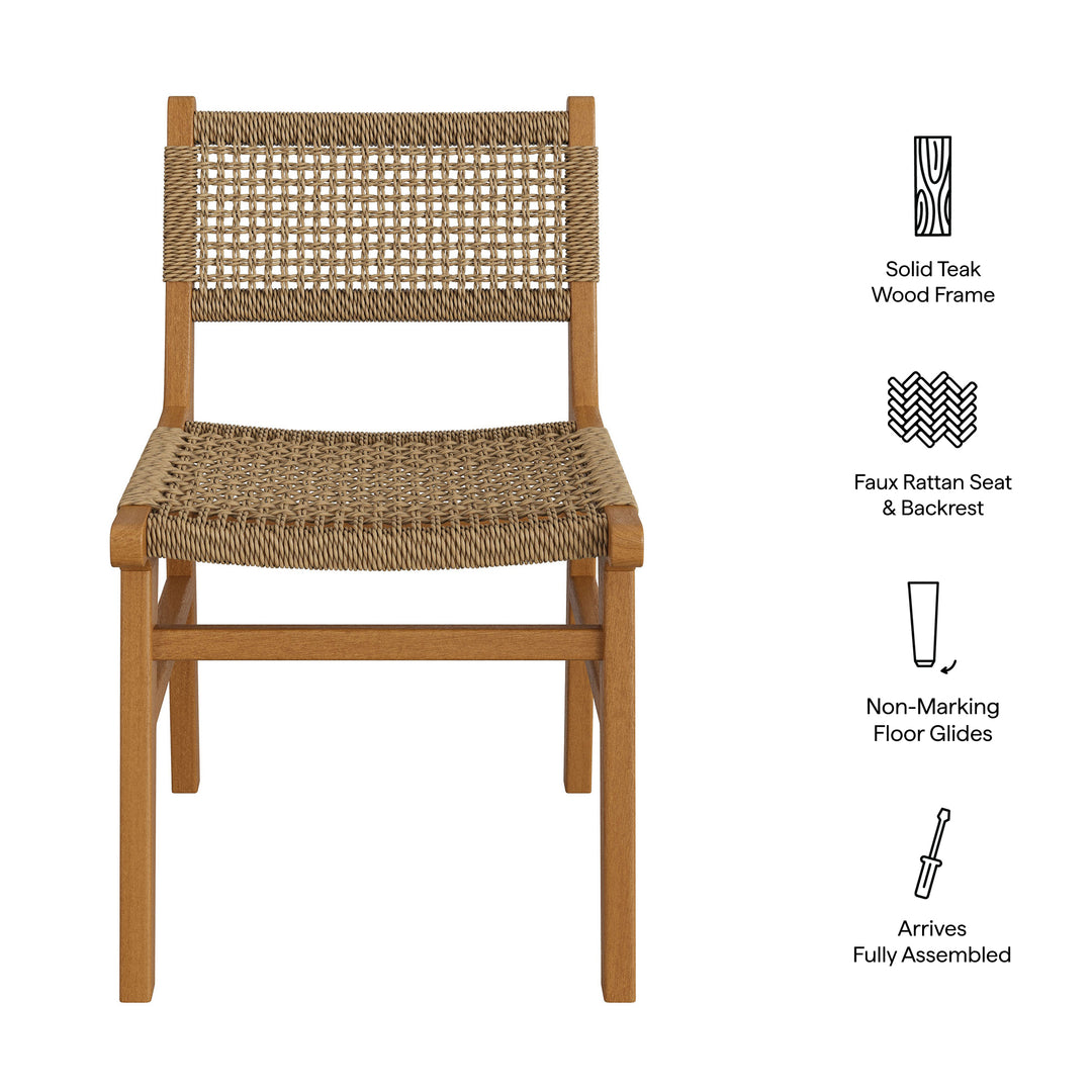 Rowe Outdoor Patio Teak Wood Dining Chair in Natural