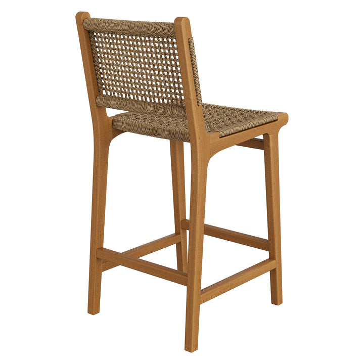 Rowe Outdoor Patio Teak Wood Counter Chairs Set of 2 in Natural