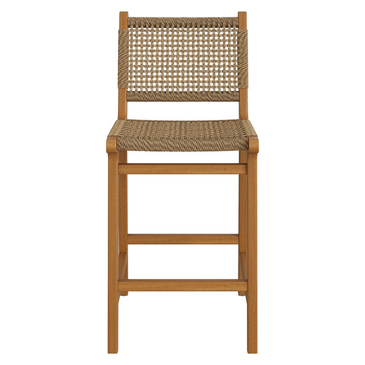 Rowe Outdoor Patio Teak Wood Counter Chairs Set of 2 in Natural