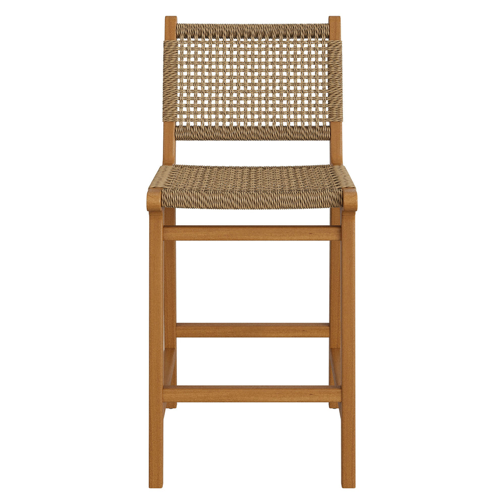 Rowe Outdoor Patio Teak Wood Counter Chairs Set of 2 in Natural