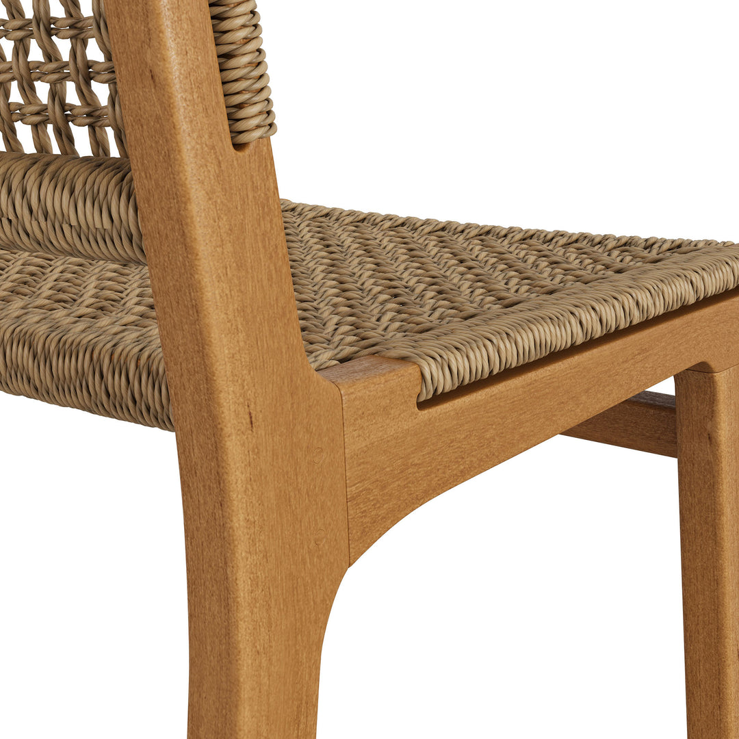 Rowe Outdoor Patio Teak Wood Counter Chairs Set of 2 in Natural