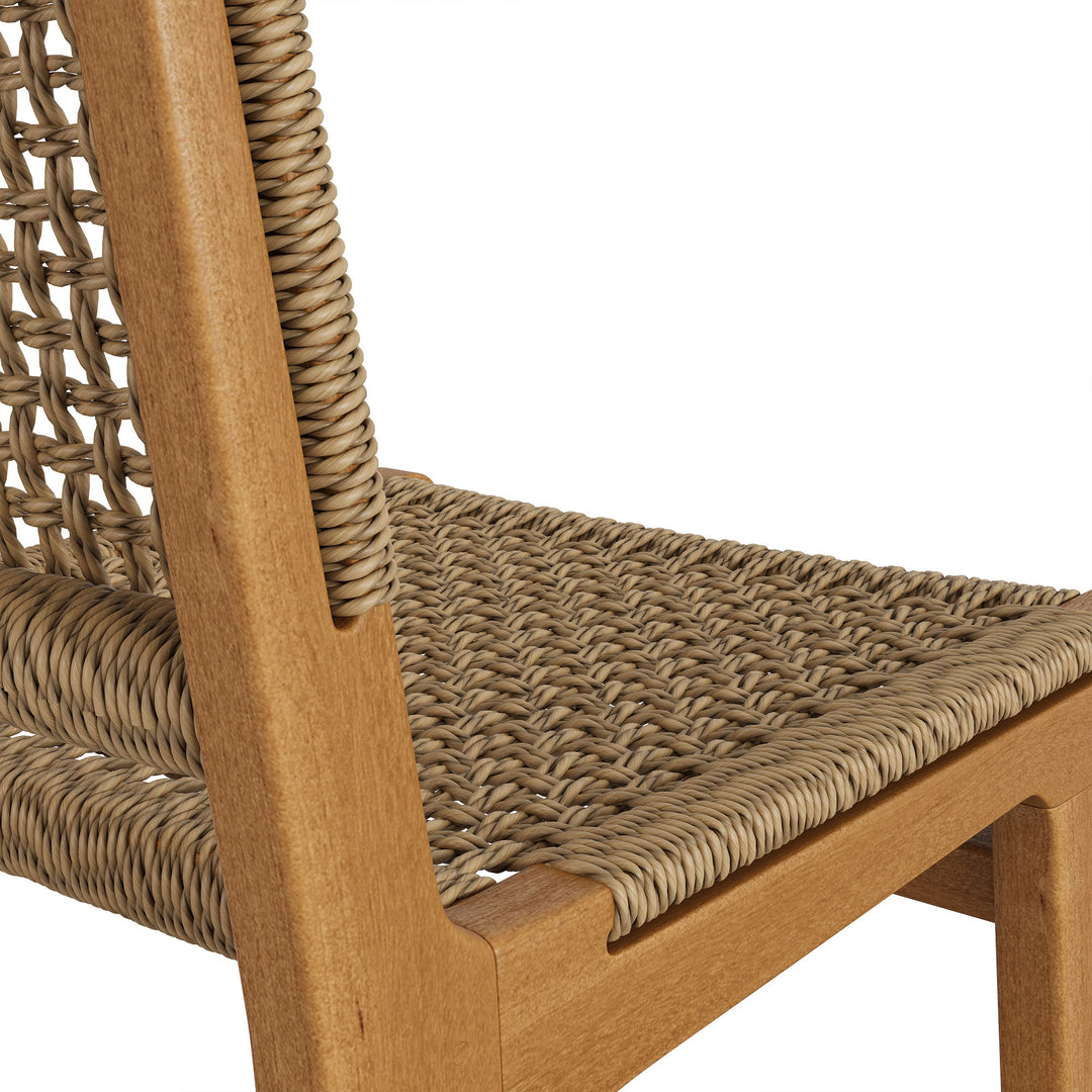 Rowe Outdoor Patio Teak Wood Bar Chairs Set of 2 in Natural