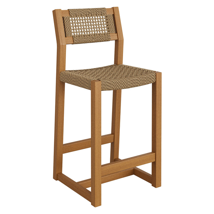 Reed 40 Inch Outdoor Patio Outdoor Teak Wood Counter Stool in Natural