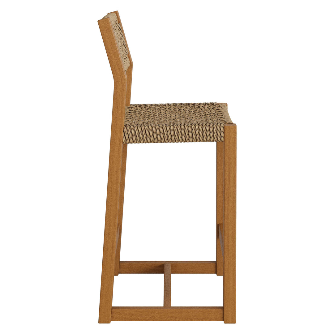Reed 40 Inch Outdoor Patio Outdoor Teak Wood Counter Stool in Natural