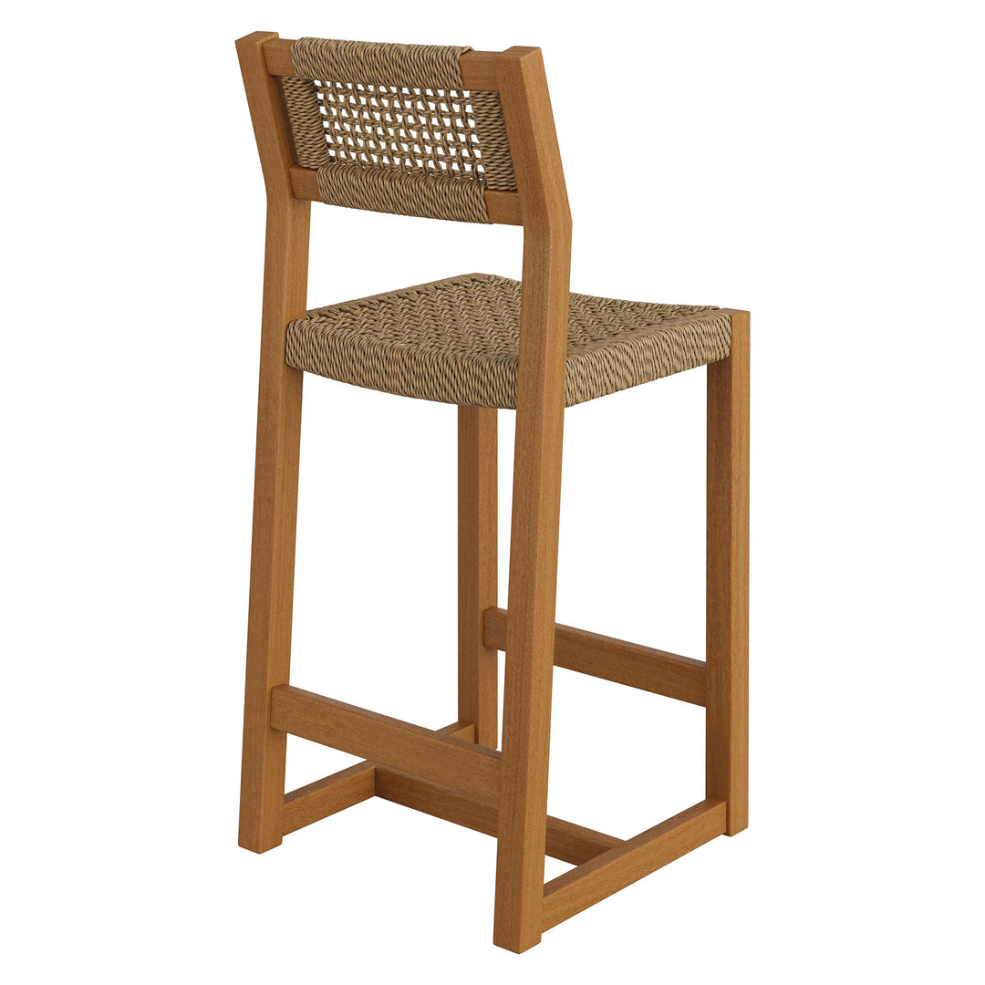 Reed 40 Inch Outdoor Patio Outdoor Teak Wood Counter Stool in Natural
