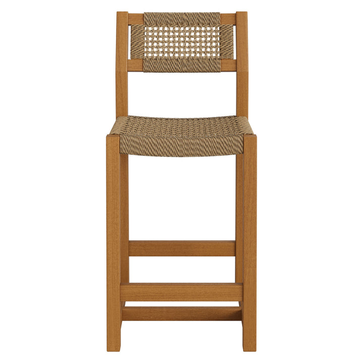 Reed 40 Inch Outdoor Patio Outdoor Teak Wood Counter Stool in Natural