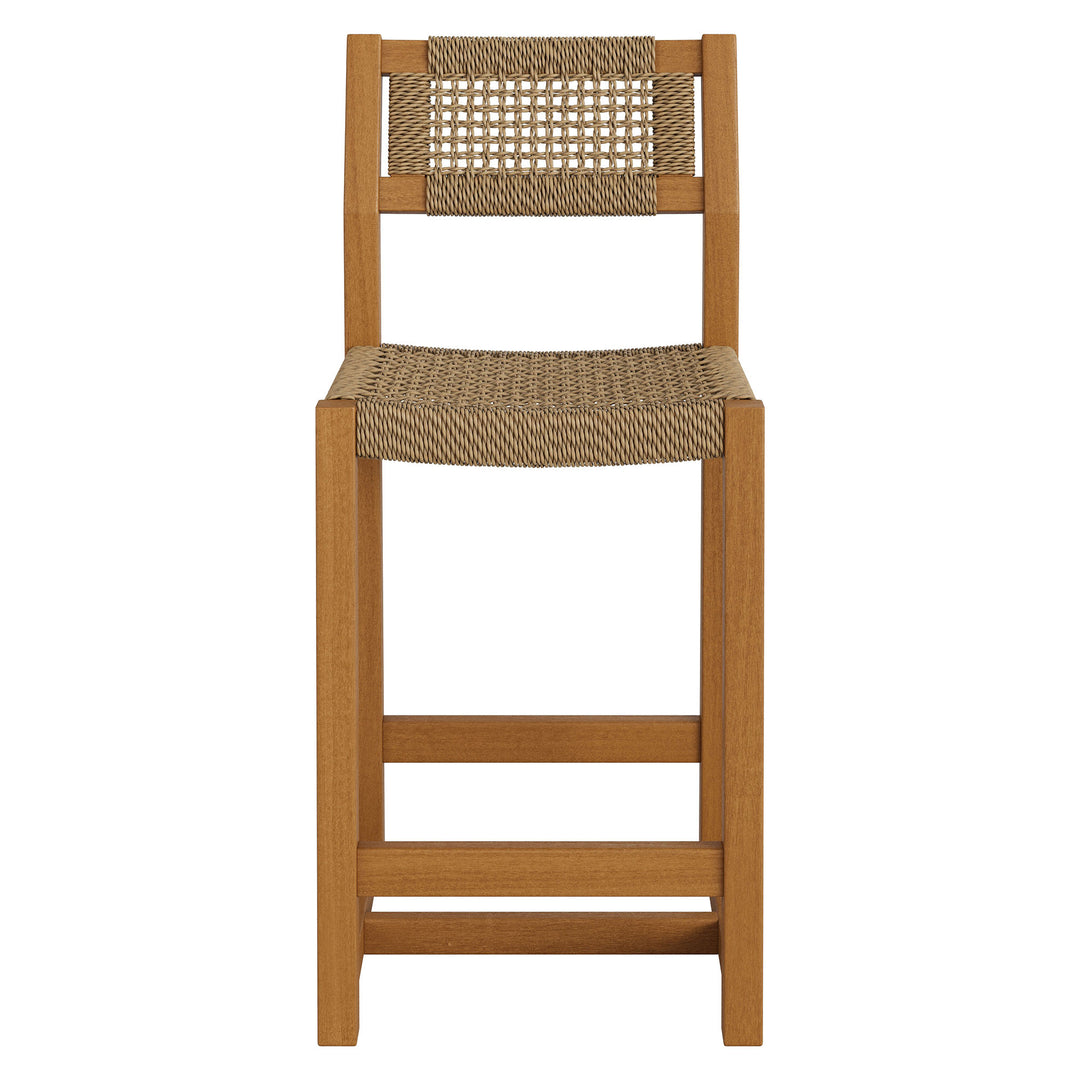 Reed 40 Inch Outdoor Patio Outdoor Teak Wood Counter Stool in Natural