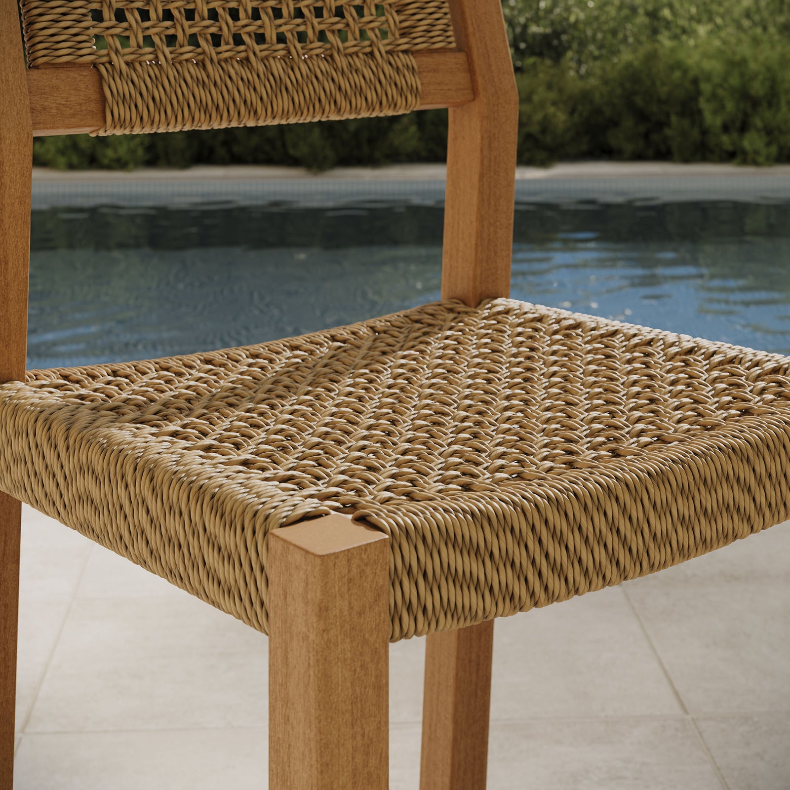 Reed 40 Inch Outdoor Patio Outdoor Teak Wood Counter Stool in Natural