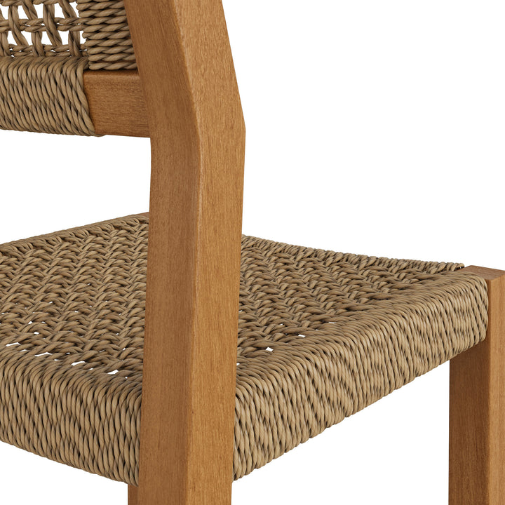Reed 44 Inch Outdoor Patio Outdoor Teak Wood Rattan Bar Stool in Natural