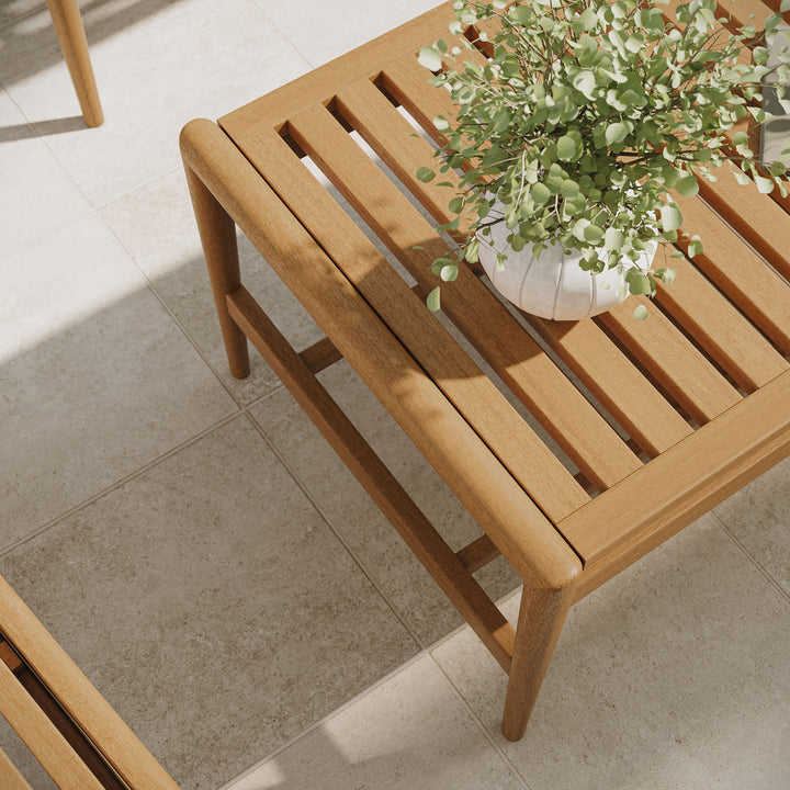 Hayden 46 Inch Outdoor Patio Teak Wood Coffee Table in Natural