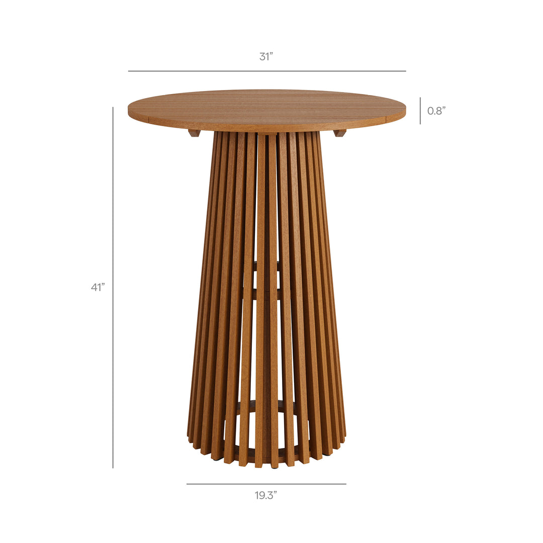 Rowe 3-Piece Outdoor Patio Teak Wood Bar Set in Natural
