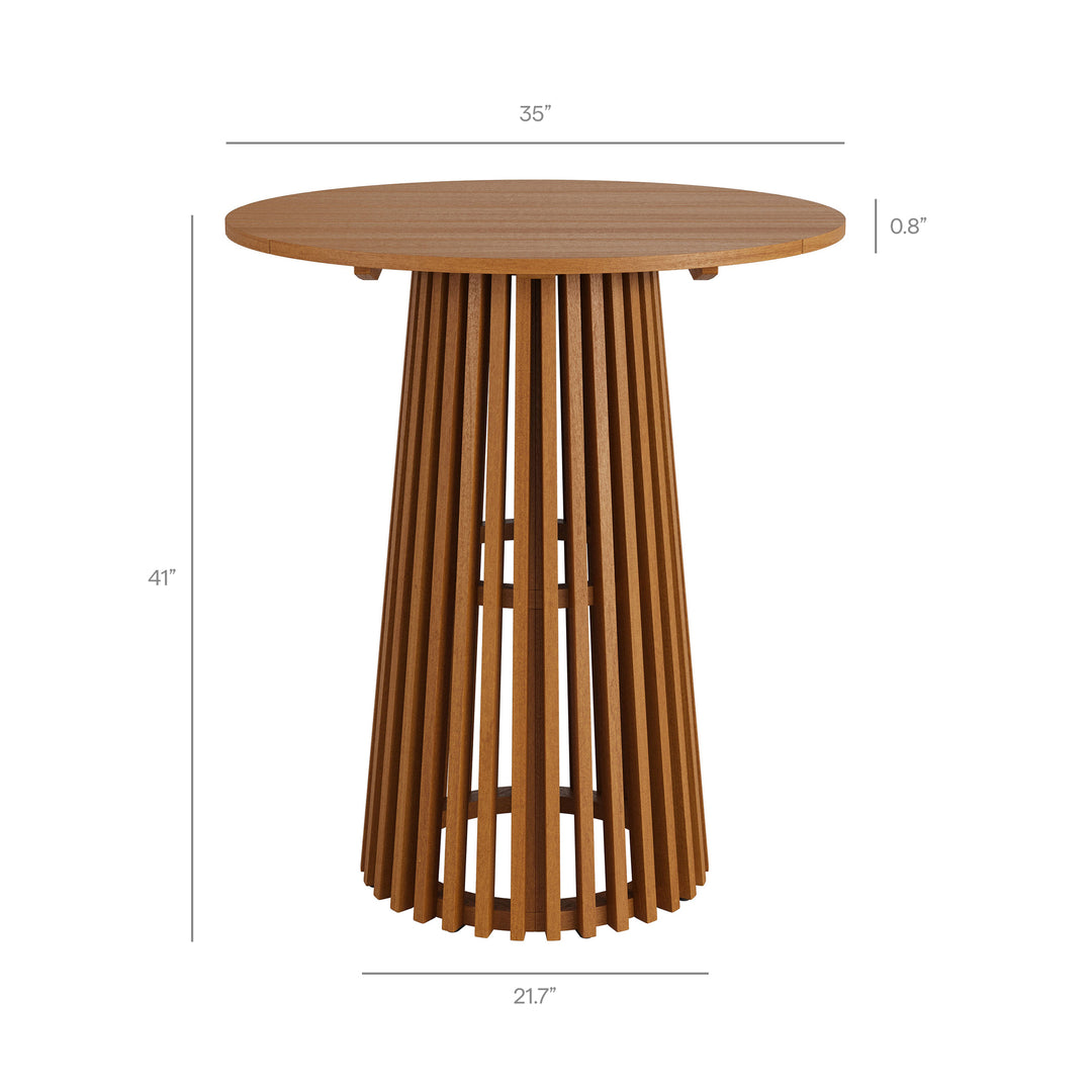 Reed 5-Piece Outdoor Patio Teak Wood Bar Set in Natural