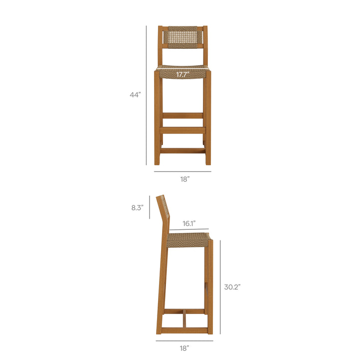 Reed 5-Piece Outdoor Patio Teak Wood Bar Set in Natural
