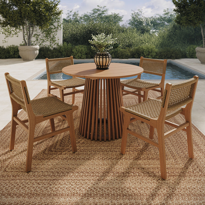 Rowe 5-Piece Outdoor Patio Teak Wood Dining Set in Natural