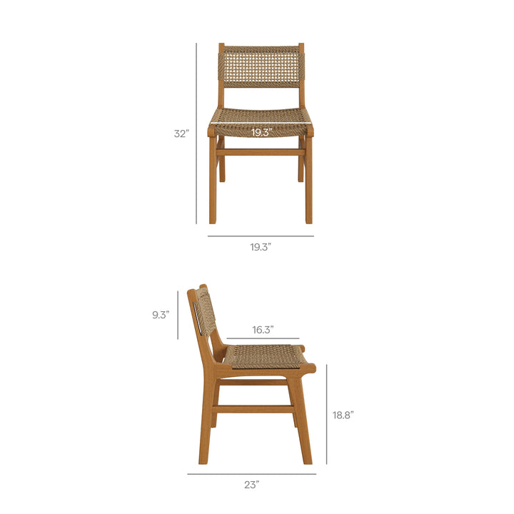 Rowe 5-Piece Outdoor Patio Teak Wood Dining Set in Natural