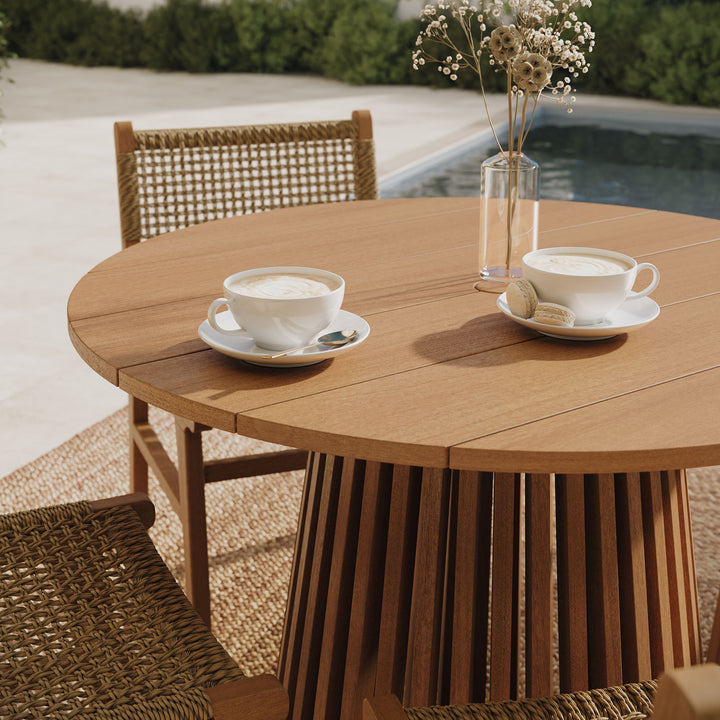 Reed 5-Piece Outdoor Patio Teak Wood Dining Set in Natural