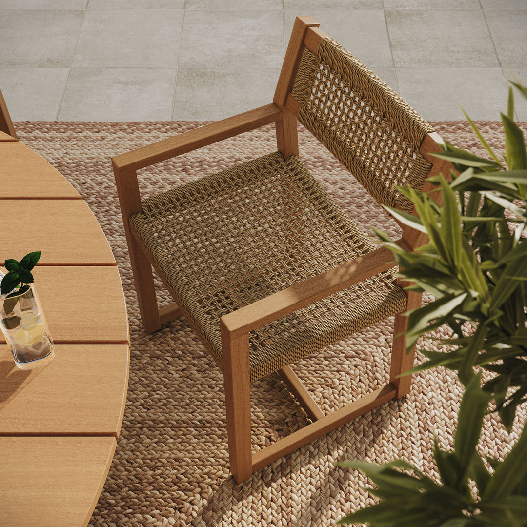 Reed 5-Piece Outdoor Patio Teak Wood Dining Set in Natural