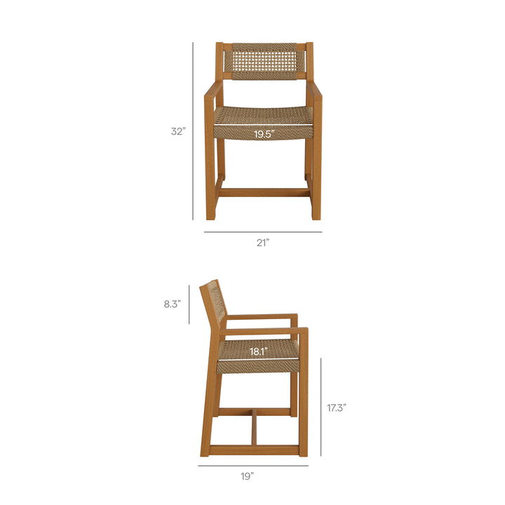 Reed 5-Piece Outdoor Patio Teak Wood Dining Set in Natural
