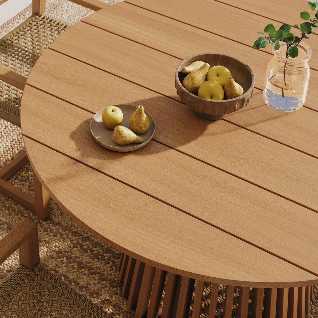 Rowe 5-Piece Outdoor Patio Teak Wood Dining Set in Natural