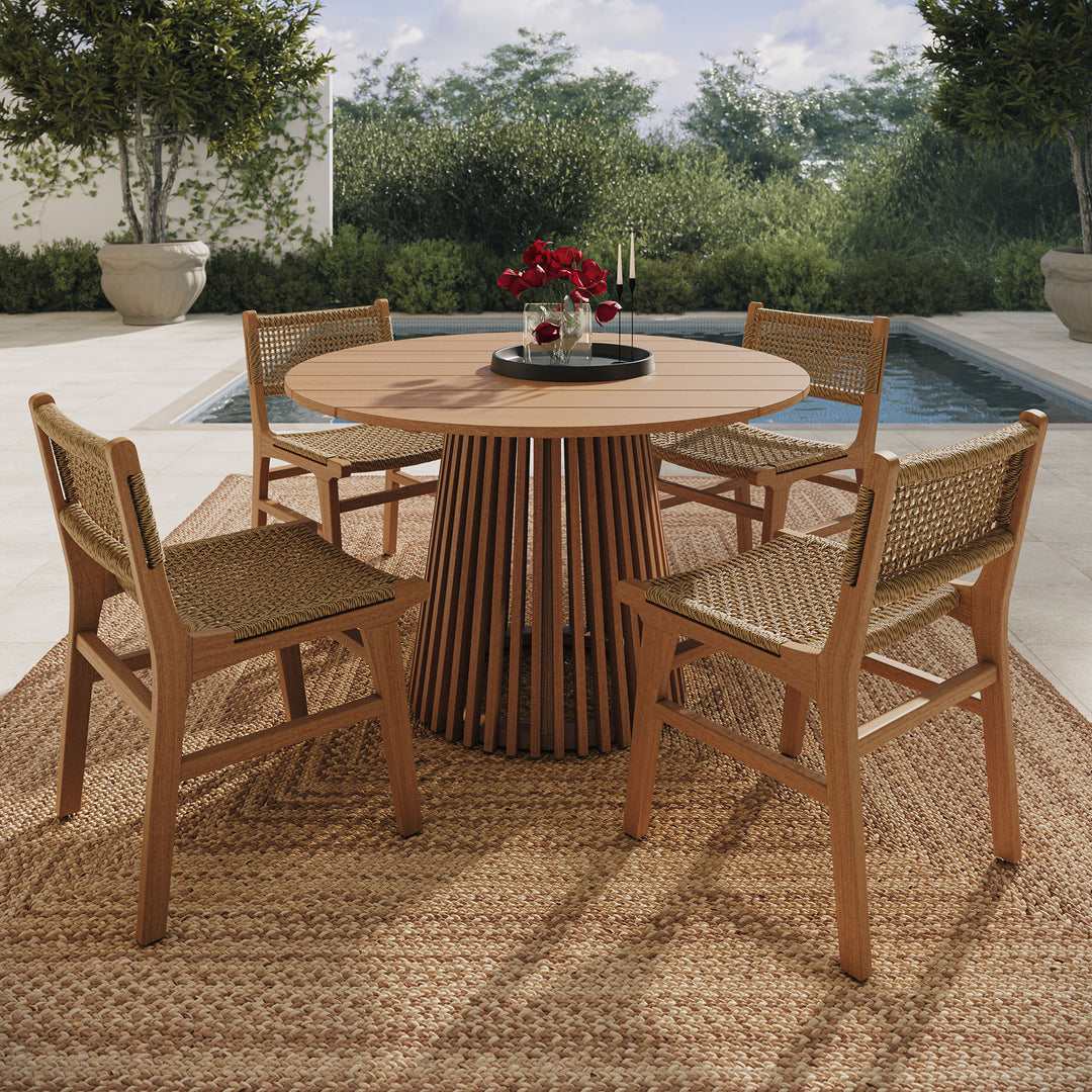 Rowe 5-Piece Outdoor Patio Teak Wood Dining Set in Natural