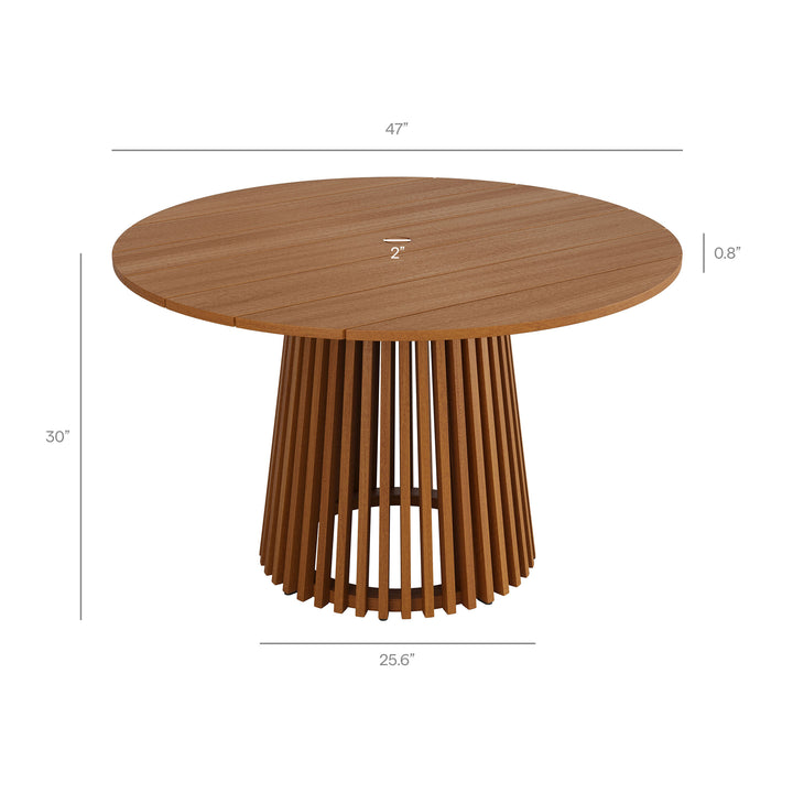 Reed 5-Piece Outdoor Patio Teak Wood Dining Set in Natural