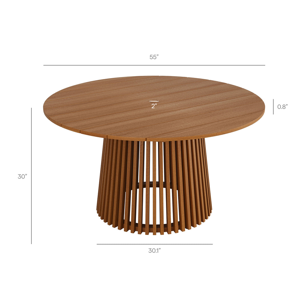 Rowe 7-Piece Outdoor Patio Teak Wood Dining Set in Natural
