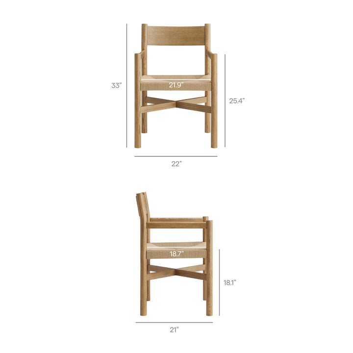Alvia 6-Piece Oak Wood Dining Table and Seating Set in Weathered Oak