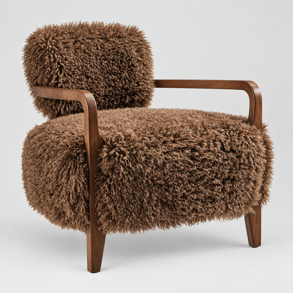 Zinnia Faux Fur Accent Chair in Brown