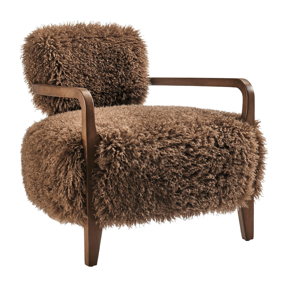 Zinnia Faux Fur Accent Chair in Brown