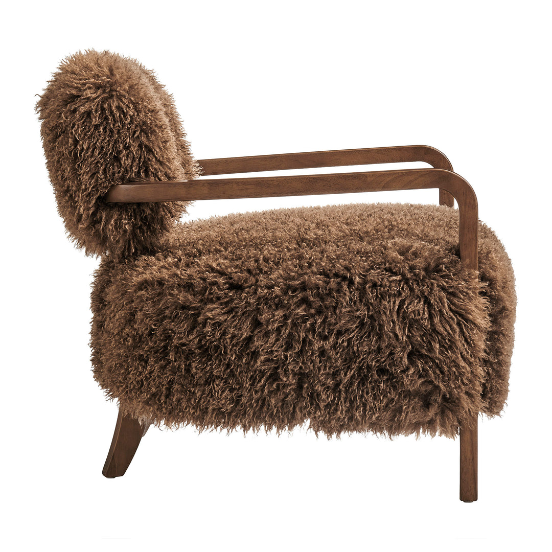 Zinnia Faux Fur Accent Chair in Brown