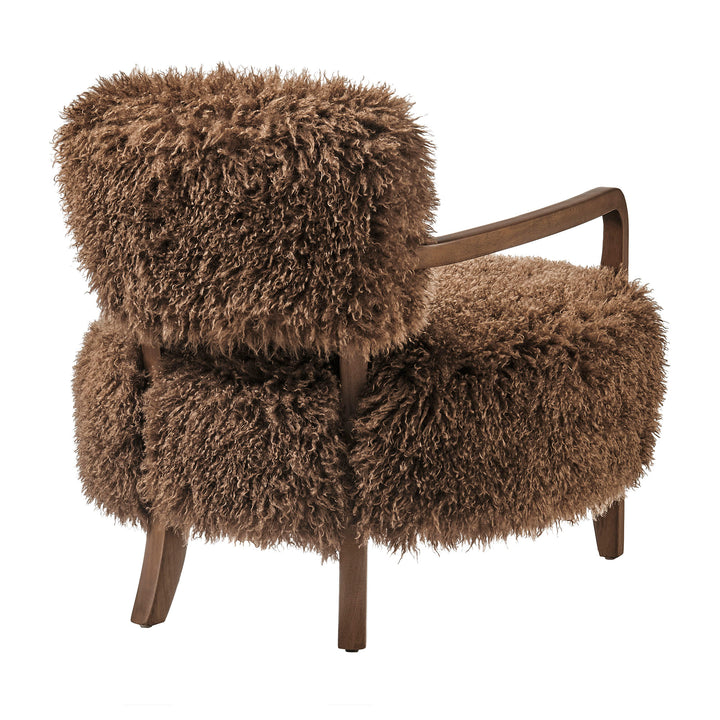 Zinnia Faux Fur Accent Chair in Brown